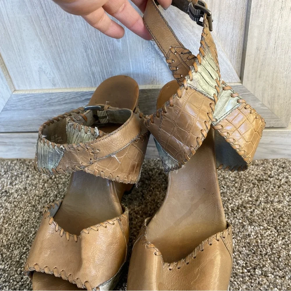 ASH Stylish Tan and Brown Women's Wedges Platform Heel Boho 38.5